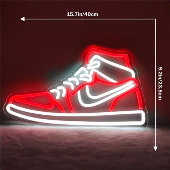 Nike Jordan Air 1 Mid Red White Sneaker Neon Sign Sports Shoe Wall LED Lights main image 2